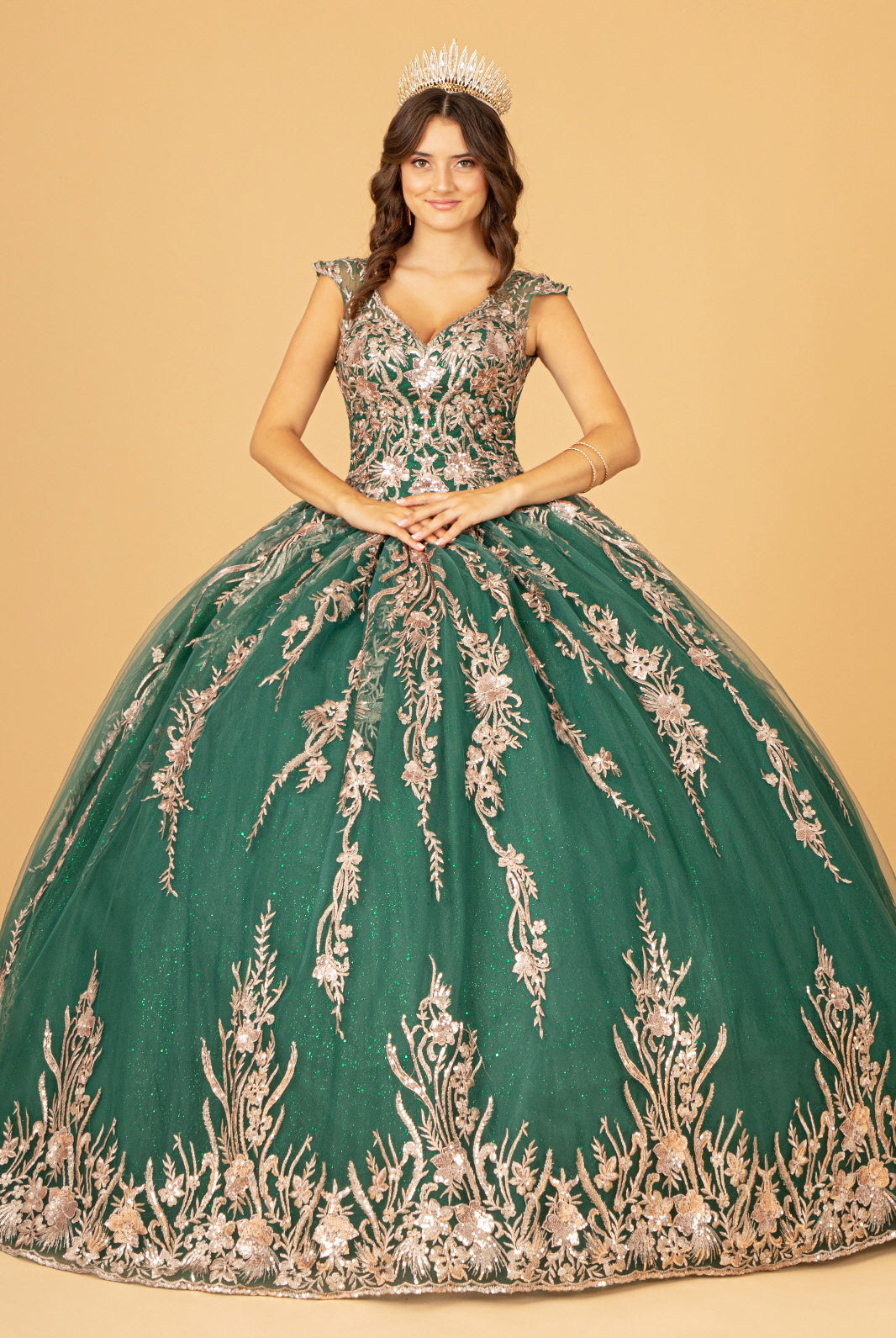 Sequin Glitter Embellished Quinceanera Dress Corset Back GLGL3076-QUINCEANERA-smcfashion.com