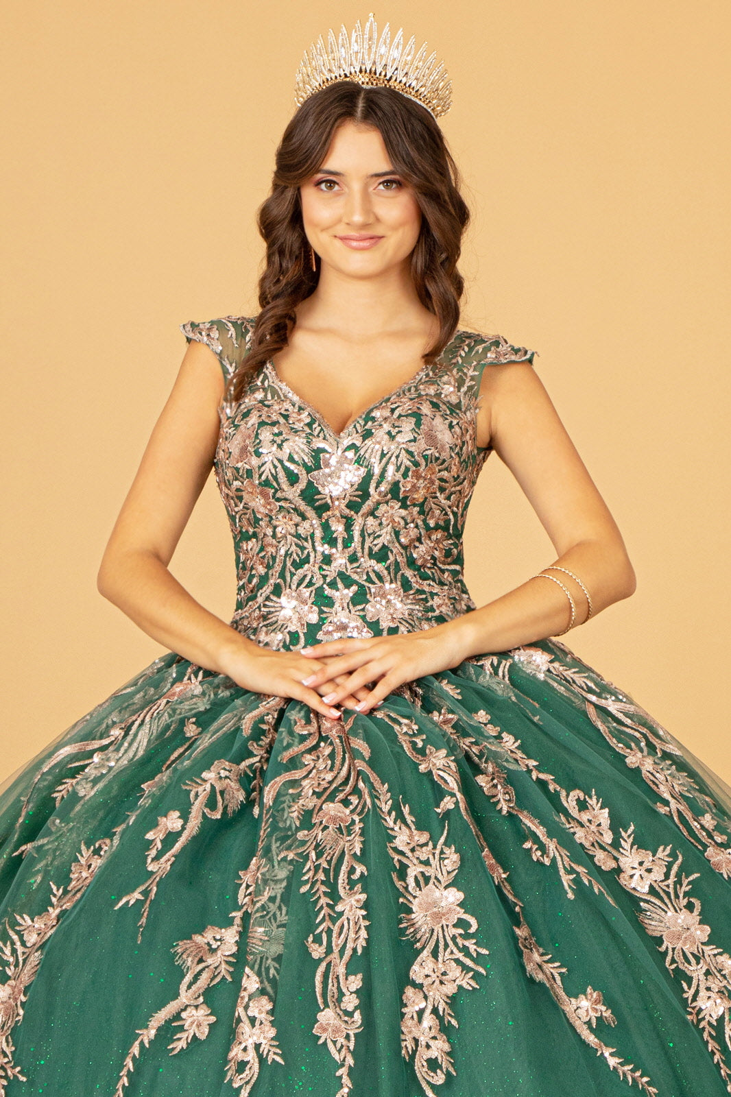Sequin Glitter Embellished Quinceanera Dress Corset Back GLGL3076-QUINCEANERA-smcfashion.com