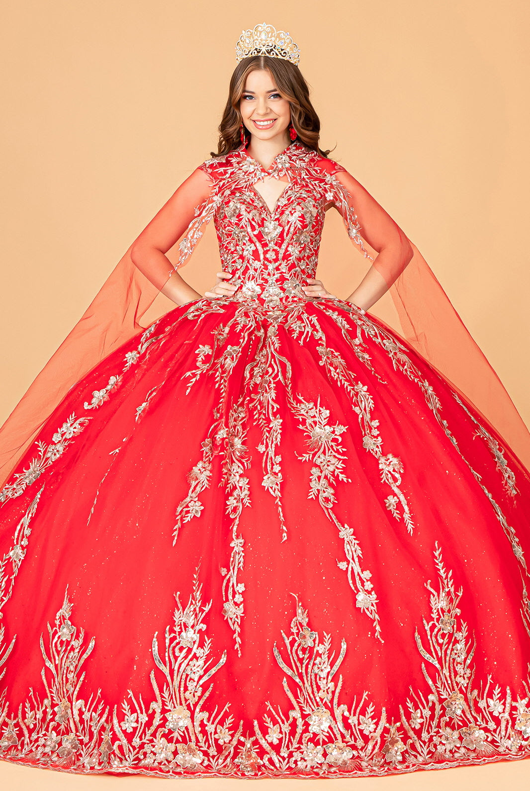 Sequin Glitter Embellished Quinceanera Dress Corset Back GLGL3076-QUINCEANERA-smcfashion.com