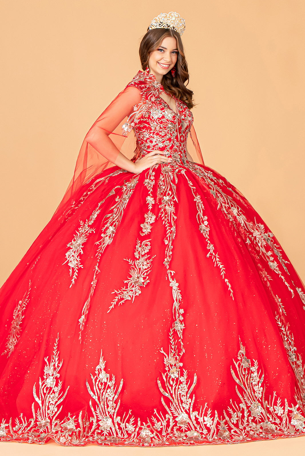 Sequin Glitter Embellished Quinceanera Dress Corset Back GLGL3076-QUINCEANERA-smcfashion.com