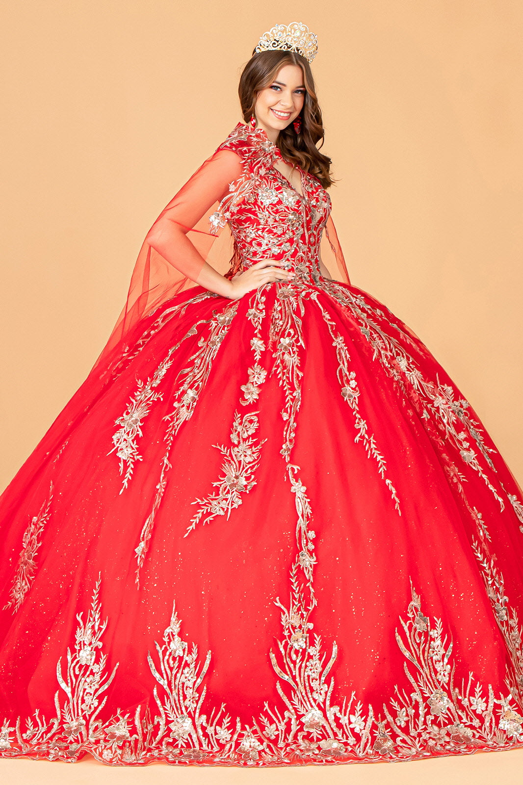 Sequin Glitter Embellished Quinceanera Dress Corset Back GLGL3076-QUINCEANERA-smcfashion.com