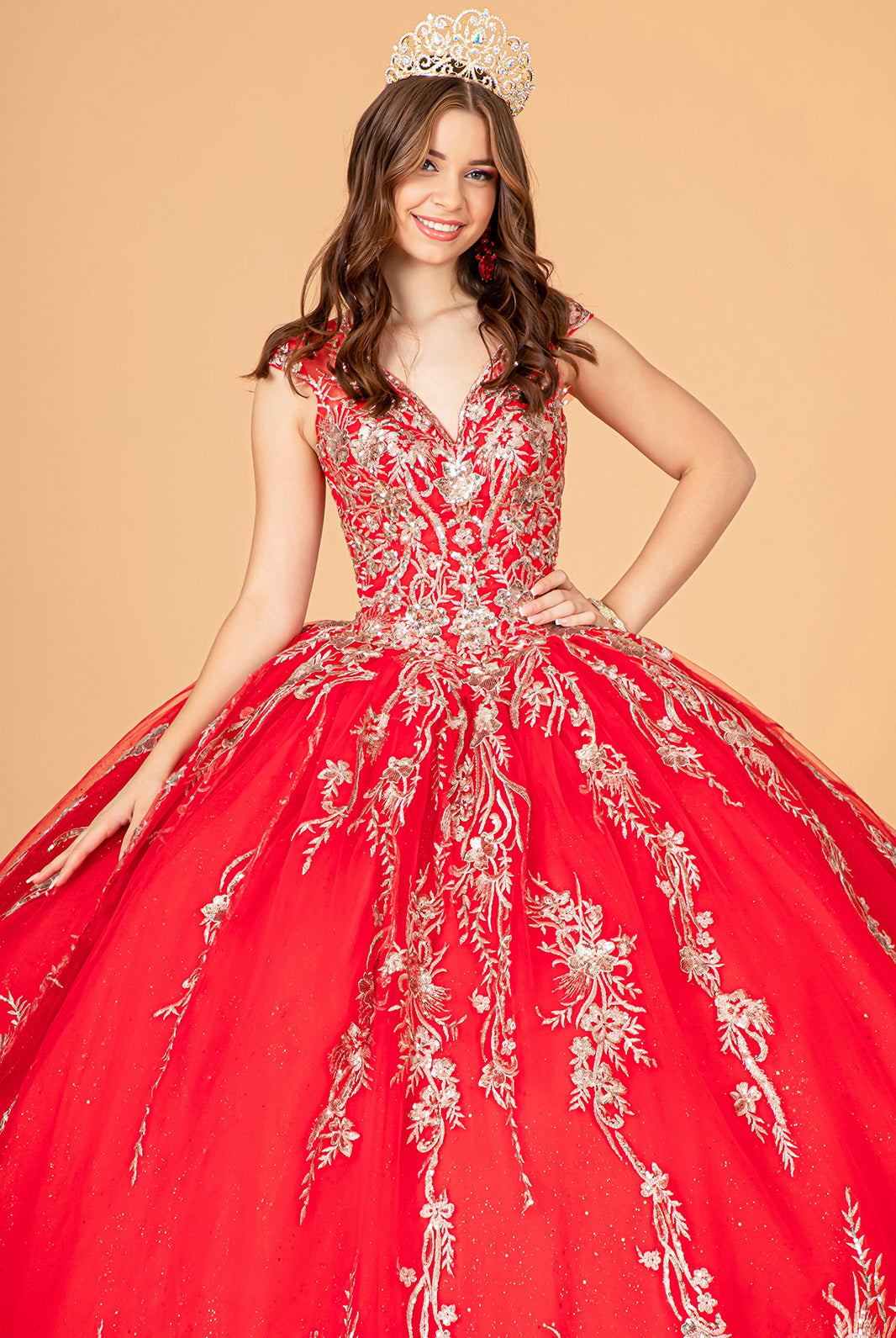 Sequin Glitter Embellished Quinceanera Dress Corset Back GLGL3076-QUINCEANERA-smcfashion.com