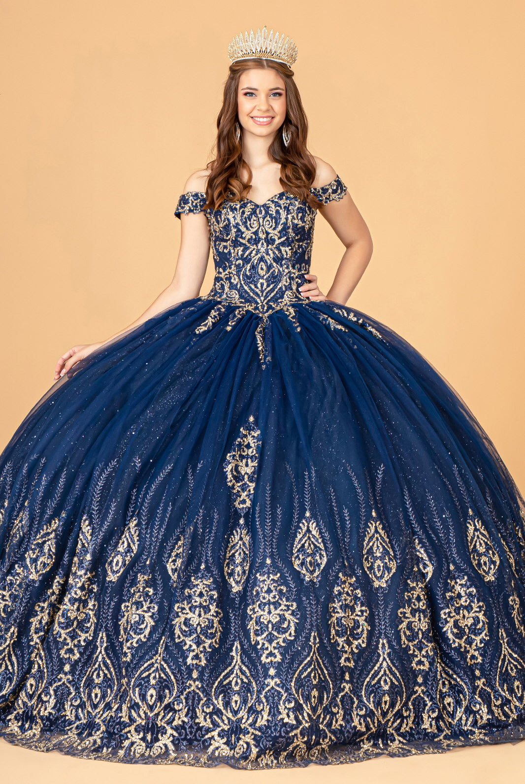 Glitter Mesh Quinceanera Dress Sequin and Beads GLGL3079-QUINCEANERA-smcfashion.com