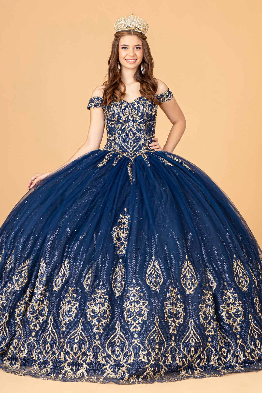 Glitter Mesh Quinceanera Dress Sequin and Beads GLGL3079-QUINCEANERA-smcfashion.com