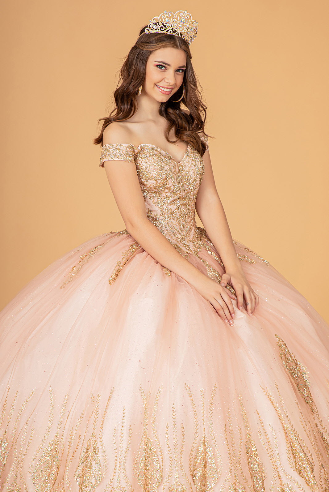 Glitter Mesh Quinceanera Dress Sequin and Beads GLGL3079-QUINCEANERA-smcfashion.com