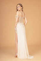 Straight Across Neckline Mermaid Long Dress Sheer Bodice GLGL3082-PROM-smcfashion.com