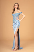 Straight Across Neckline Mermaid Long Dress Sheer Bodice GLGL3082-PROM-smcfashion.com