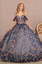 3D Flower Applique Glitter Off Shoulder Mesh Quinceanera Dress GLGL3106-QUINCEANERA-smcfashion.com