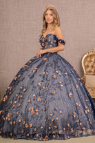 3D Flower Applique Glitter Off Shoulder Mesh Quinceanera Dress GLGL3106-QUINCEANERA-smcfashion.com