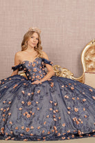 3D Flower Applique Glitter Off Shoulder Mesh Quinceanera Dress GLGL3106-QUINCEANERA-smcfashion.com