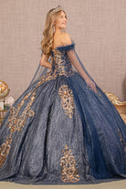 Feather Sequin Quinceanera Gown Detachable Side Mesh Layer GLGL3107-QUINCEANERA-smcfashion.com