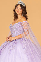 3D Butterfly Applique Glitter Quinceanera Gown Long Mesh Layer GLGL3110-QUINCEANERA-smcfashion.com