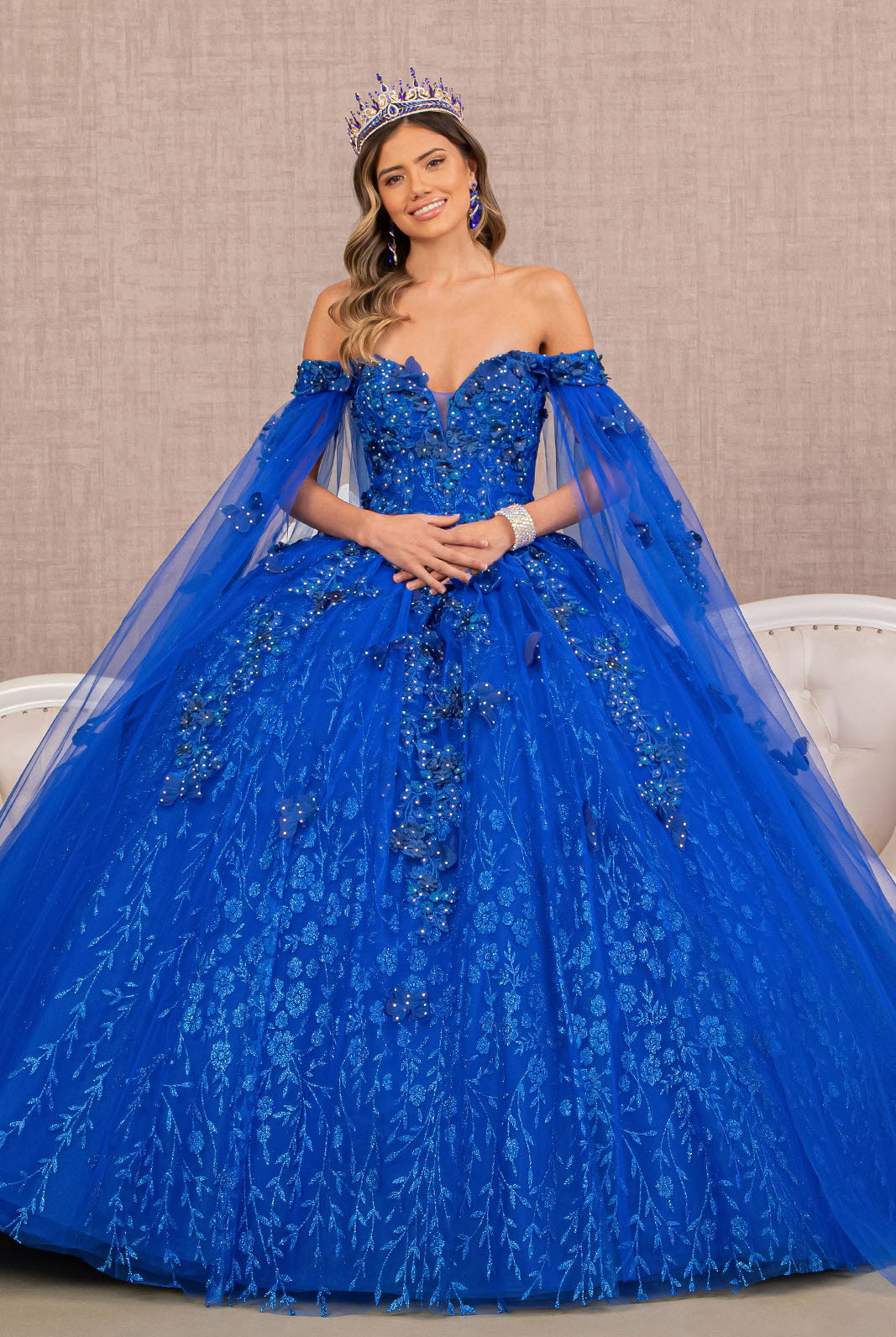 Embroidery Glitter Quinceanera Gown Long Mesh Layer GLGL3111-QUINCEANERA-smcfashion.com