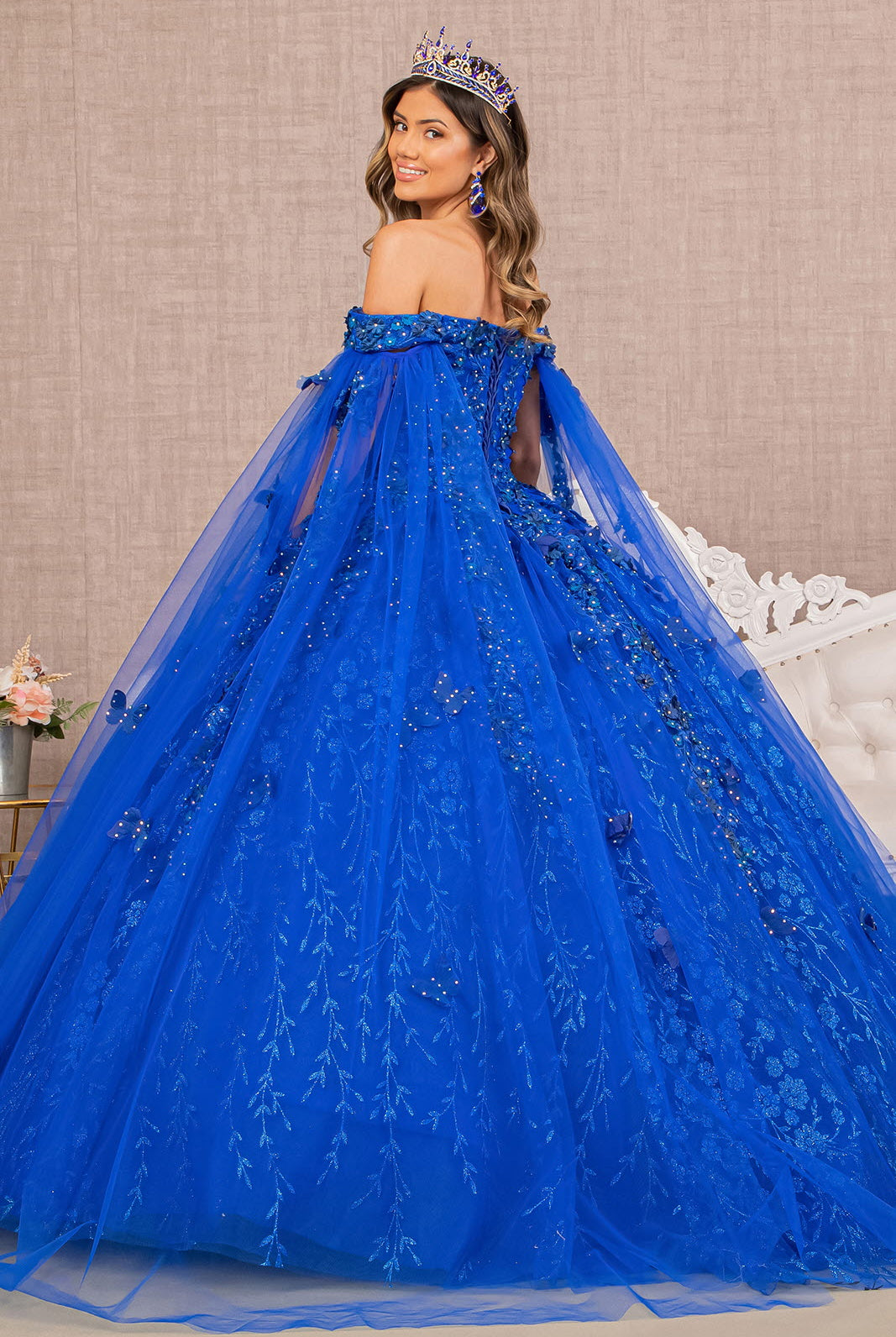 Embroidery Glitter Quinceanera Gown Long Mesh Layer GLGL3111-QUINCEANERA-smcfashion.com