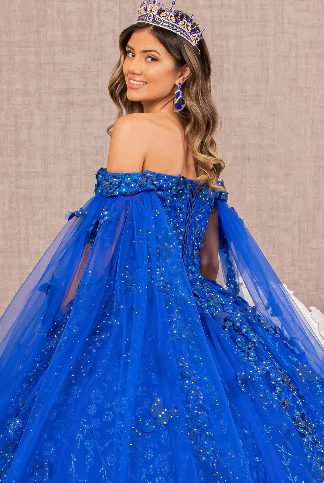 Embroidery Glitter Quinceanera Gown Long Mesh Layer GLGL3111-QUINCEANERA-smcfashion.com