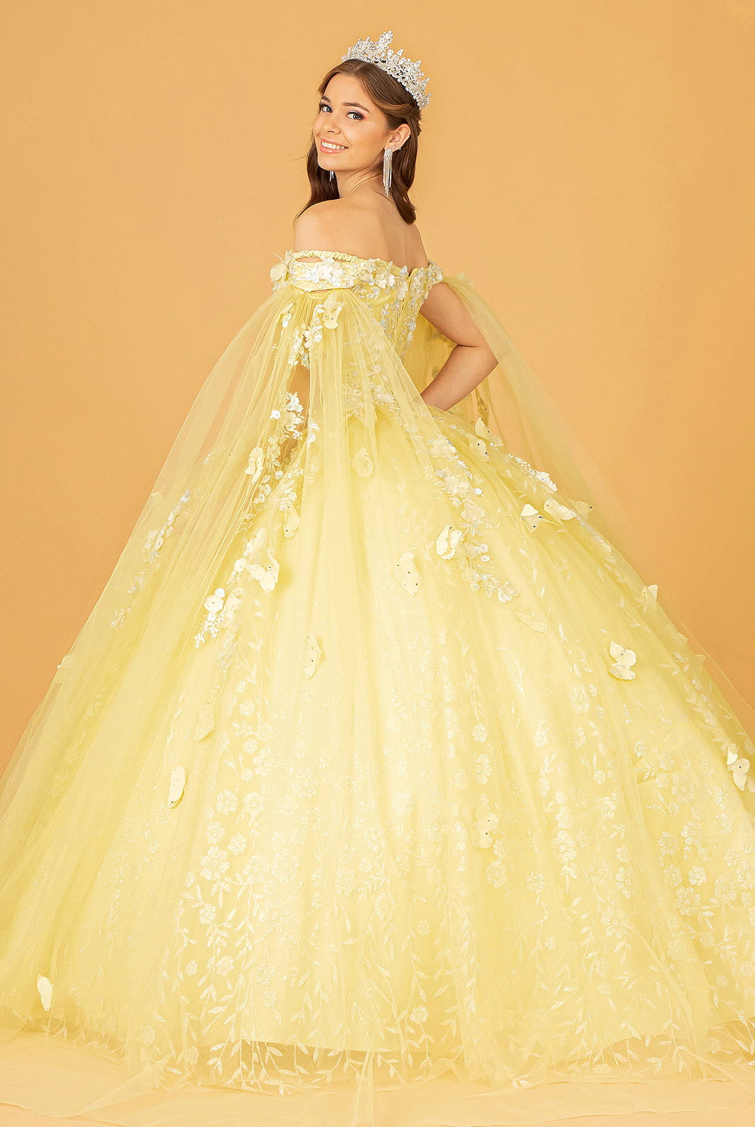 Embroidery Glitter Quinceanera Gown Long Mesh Layer GLGL3111-QUINCEANERA-smcfashion.com