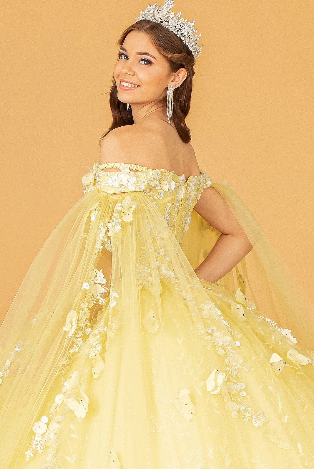 Embroidery Glitter Quinceanera Gown Long Mesh Layer GLGL3111-QUINCEANERA-smcfashion.com