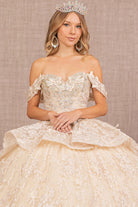 Jewel 3D Butterfly Applique Off Shoulder Mesh Quinceanera Gown GLGL3112-QUINCEANERA-smcfashion.com