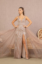 Embroidery Sheer Side Mermaid Dress Detachable Waist Mesh Layer GLGL3115-PROM-smcfashion.com