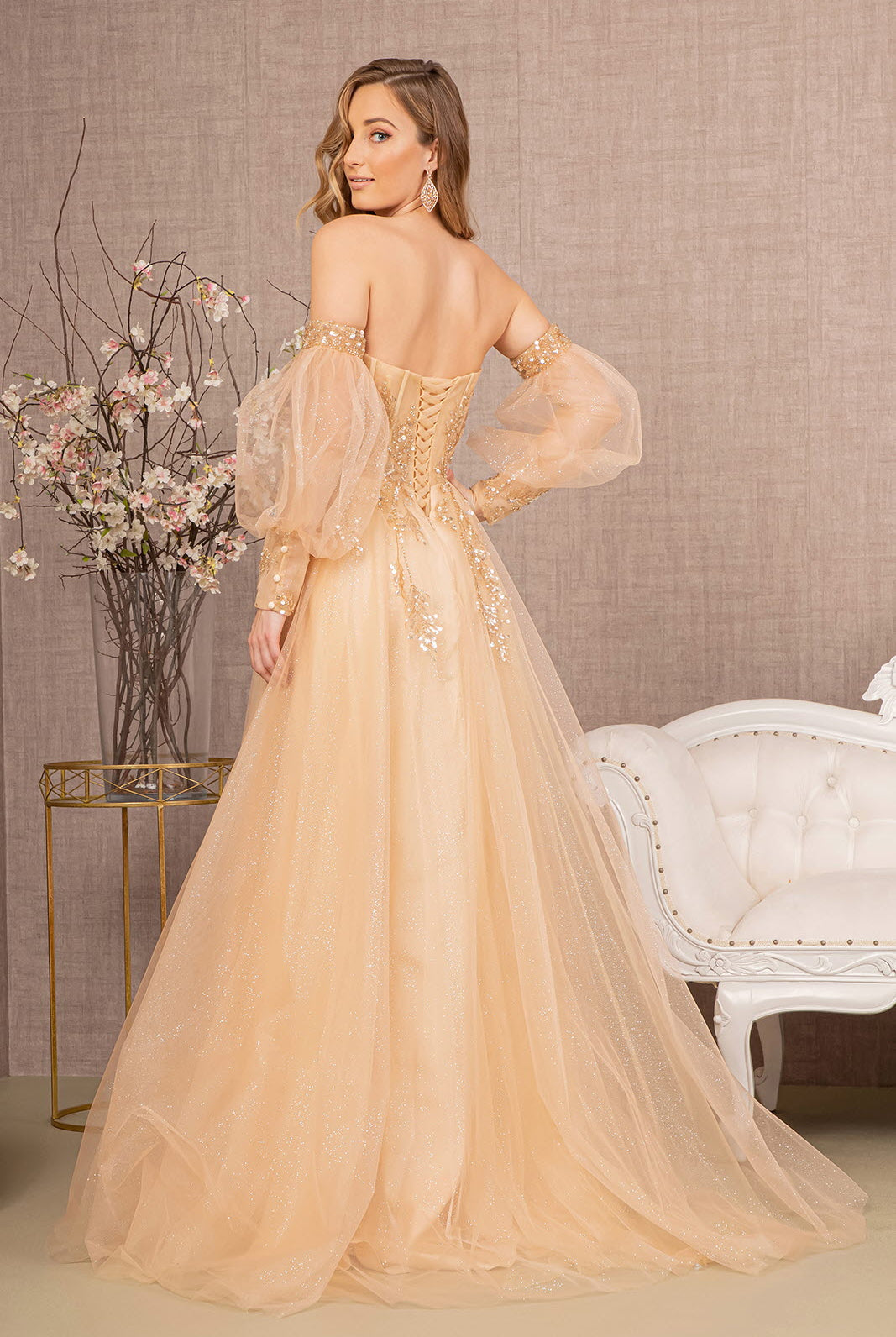 Sequin Glitter Sheer Bodice Illusion Sweetheart A-line Mesh Dress GLGL3118-PROM-smcfashion.com