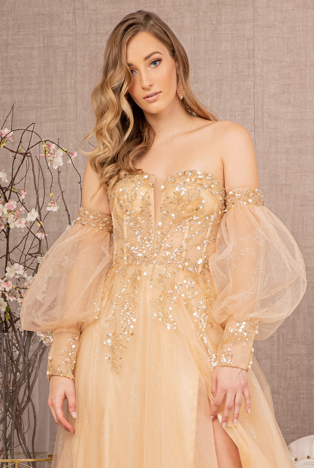 Sequin Glitter Sheer Bodice Illusion Sweetheart A-line Mesh Dress GLGL3118-PROM-smcfashion.com