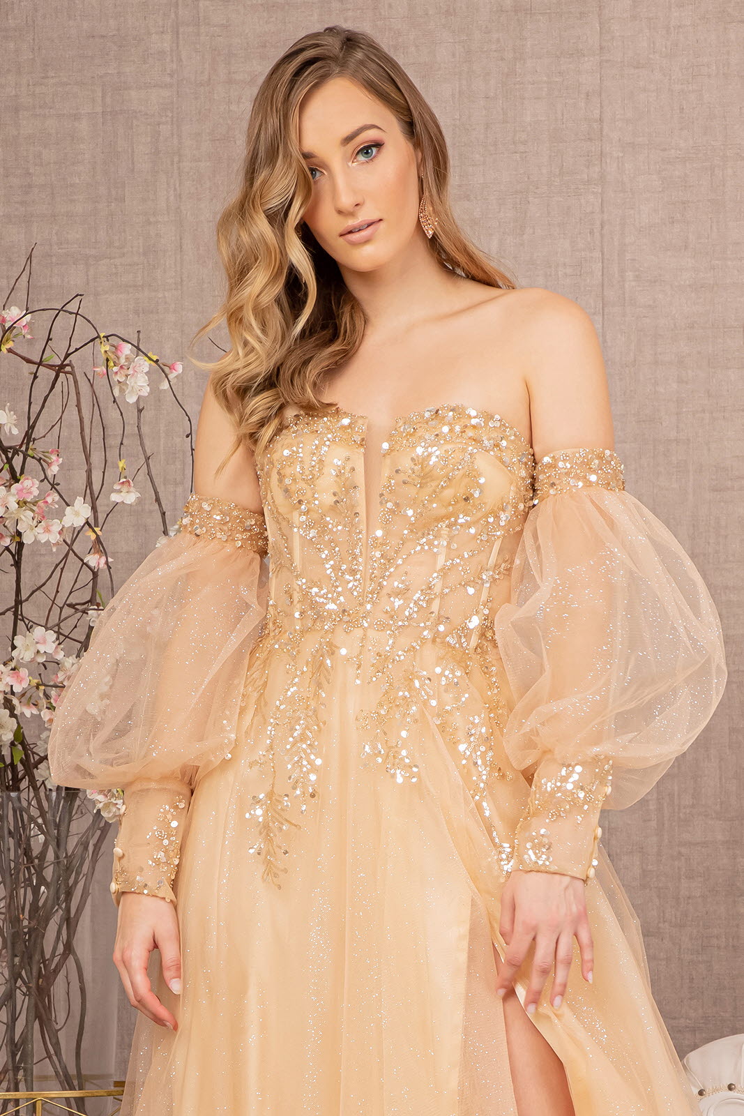 Sequin Glitter Sheer Bodice Illusion Sweetheart A-line Mesh Dress GLGL3118-PROM-smcfashion.com