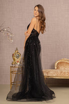 Sequin Sheer Bodice Mermaid Dress Side Long Mesh Layer GLGL3119-PROM-smcfashion.com