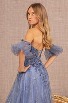 Strapless Sheer Bodice Mesh A-Line Dress Detachable Short Mesh Sleeves GLGL3126-Prom Dress-smcfashion.com