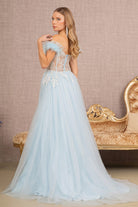 Feather Straps Sheer Bodice Glitter Sequin Mesh A-line Dress GLGL3135-PROM-smcfashion.com