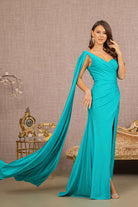 Glitter Asymmetric Ruched Side Mermaid Dress Side Long Layer GLGL3136-PROM-smcfashion.com