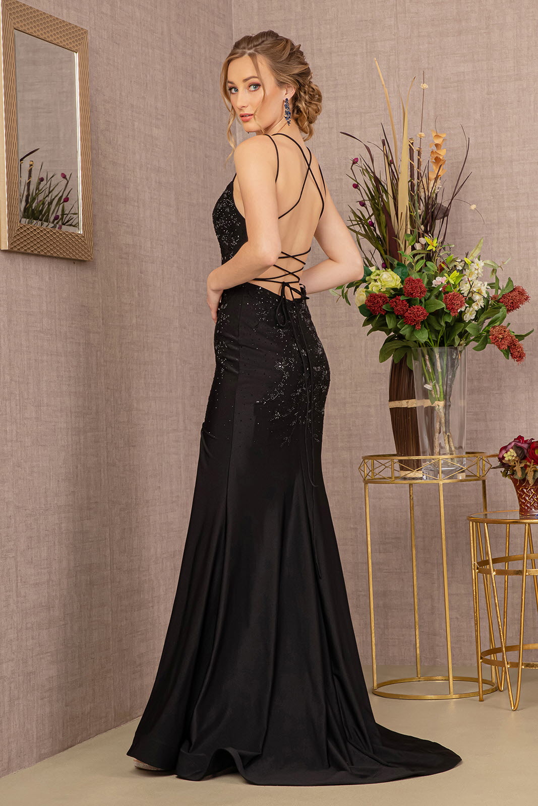 Jewel Lace-up Back Straight Across Rome Jersey Mermaid Dress GLGL3141-PROM-smcfashion.com
