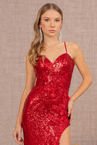 Sequin Embroidery Cut-out Back Mermaid Dress Side Slit GLGL3146-PROM-smcfashion.com