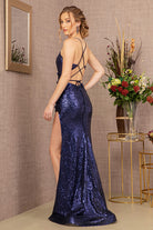 Sequin Embroidery Cut-out Back Mermaid Dress Side Slit GLGL3146-PROM-smcfashion.com