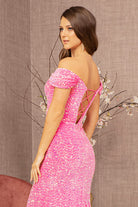 Sequin Off Shoulder Lace-up Back Velvet Mermaid Dress GLGL3148-Prom Dress-smcfashion.com