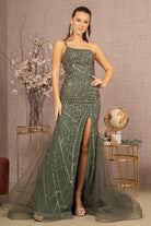 Asymmetric Glitter Mesh Mermaid Dress Mesh Layered Tail GLGL3161-PROM-smcfashion.com