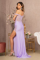 Glitter Sheer Bodice Off Shoulder Mermaid Dress Sheer Slit GLGL3162-PROM-smcfashion.com