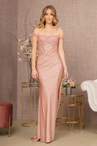 Glitter Sheer Bodice Off Shoulder Mermaid Dress Sheer Slit GLGL3162-PROM-smcfashion.com