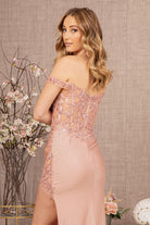 Glitter Sheer Bodice Off Shoulder Mermaid Dress Sheer Slit GLGL3162-PROM-smcfashion.com