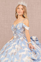 Ribbon Jewel Quinceanera Gown Long Mesh Tail and Mini Bag GLGL3174-QUINCEANERA-smcfashion.com