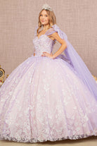 Jewel Glitter Quinceanera Gown Long Mesh Layer and Ribbons GLGL3175-QUINCEANERA-smcfashion.com