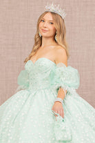Jewel Strapless Quinceanera Gown Detachable Short Puff Sleeves GLGL3176-QUINCEANERA-smcfashion.com