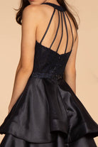 Sequin and Rhinestone Bodice Satin Short Dress /w Side Pockets GLGS1603-HOMECOMING-smcfashion.com