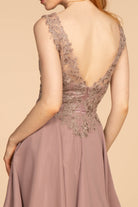 Embroidered Applique Bodice V-Neck Chiffon Short Dress GLGS1622-HOMECOMING-smcfashion.com