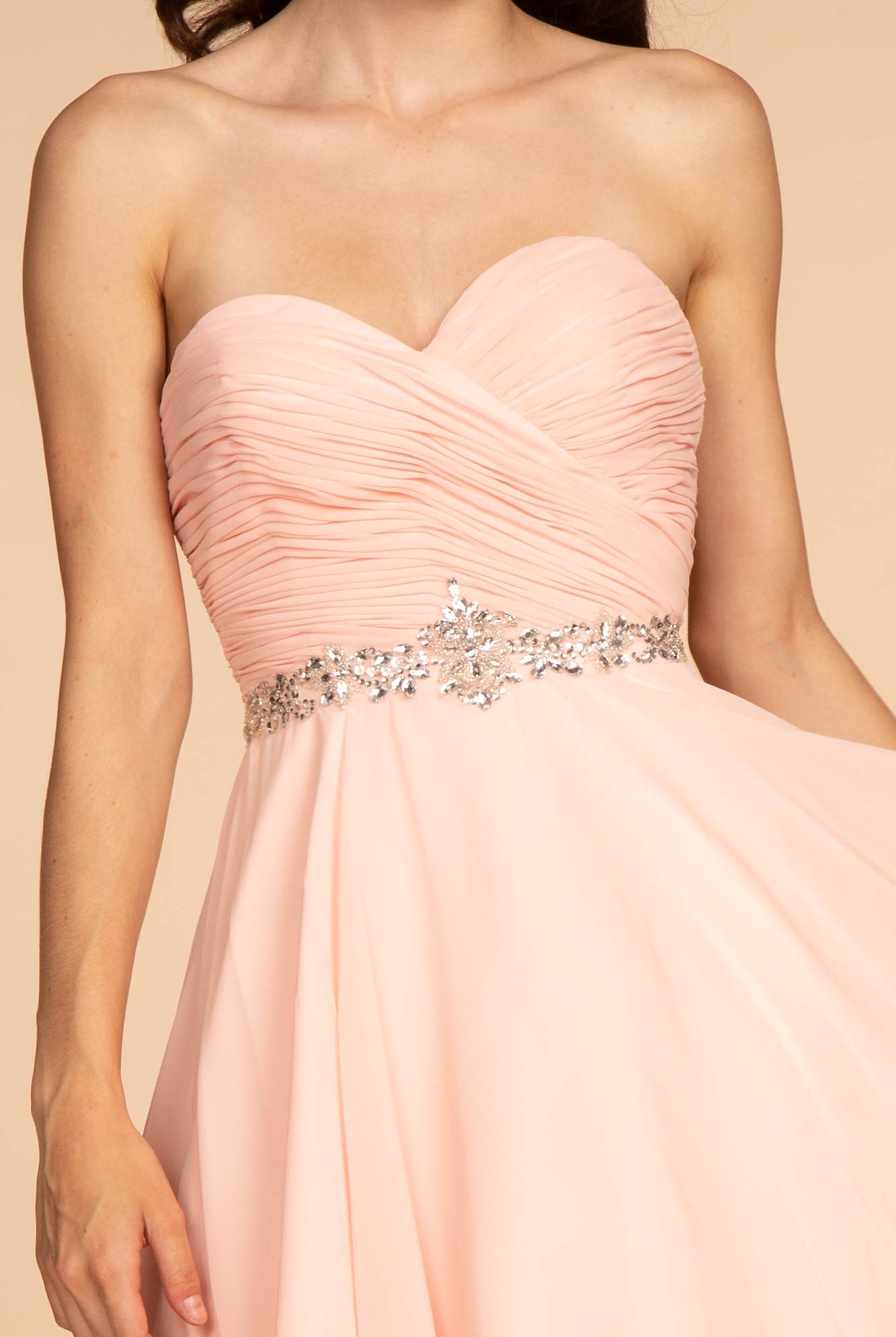 Ruched Strapless Sweetheart Chiffon Short Dress GLGS1637-HOMECOMING-smcfashion.com