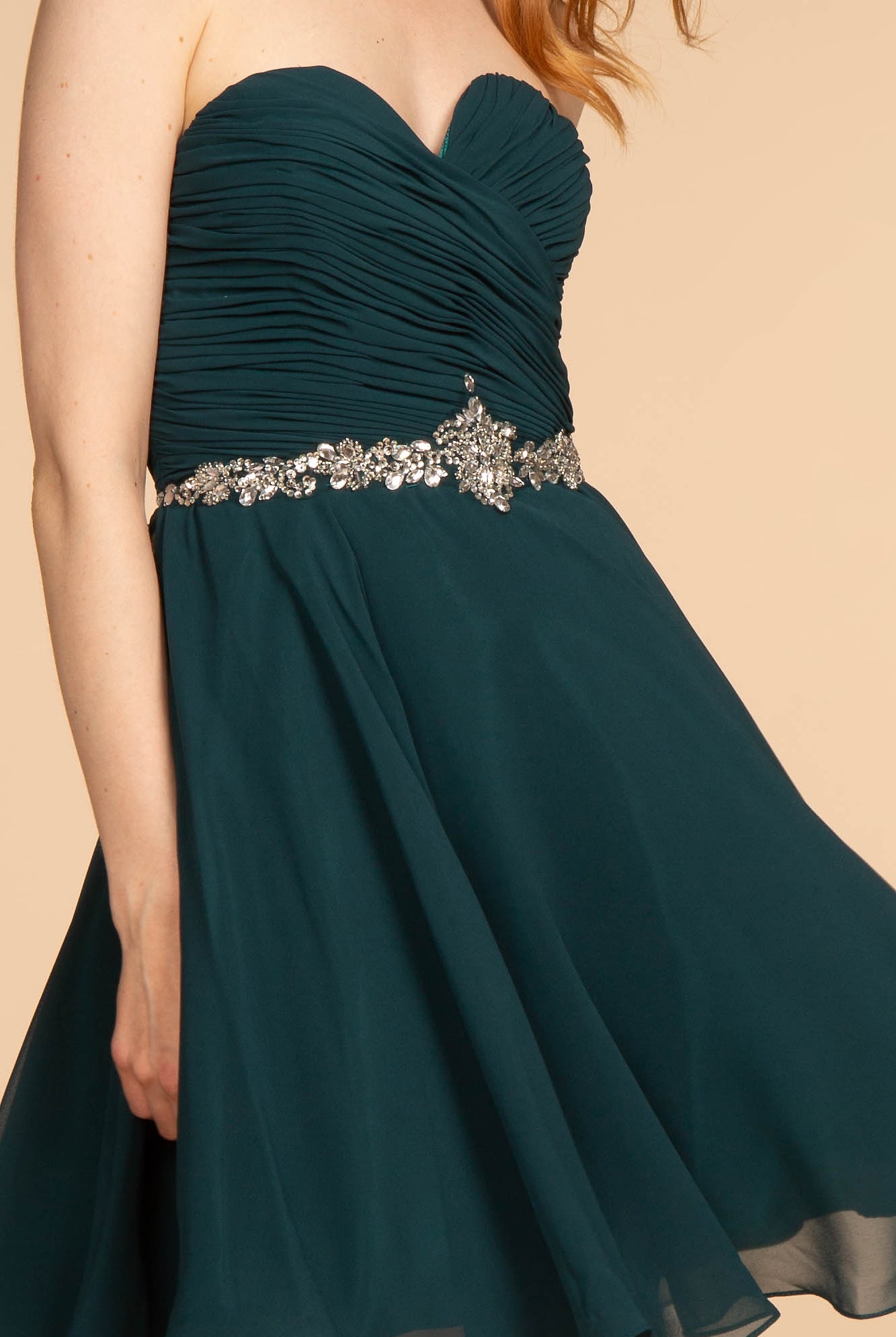 Ruched Strapless Sweetheart Chiffon Short Dress GLGS1637-HOMECOMING-smcfashion.com