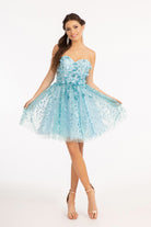 3D Floral Applique Embellished Glitter Mesh Sweetheart Short Dress GLGS1995-HOMECOMING-smcfashion.com