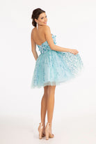 3D Floral Applique Embellished Glitter Mesh Sweetheart Short Dress GLGS1995-HOMECOMING-smcfashion.com