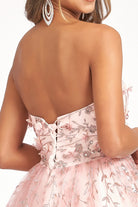 3D Floral Applique Embellished Glitter Mesh Sweetheart Short Dress GLGS1995-HOMECOMING-smcfashion.com