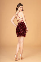 Velvet Sequin Bodycon Short Dress Side Slit GLGS3084-HOMECOMING-smcfashion.com