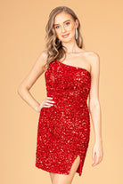 Asymmetric Velvet Bodycon Short Dress Sequin GLGS3086-HOMECOMING-smcfashion.com